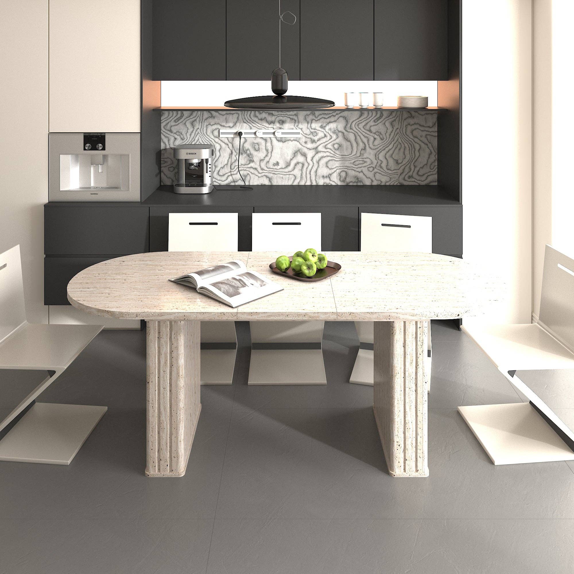 39F Inc. - Wholesale Side Table - Extendable Oval Dining Table for 4–8 People with Wood Base7