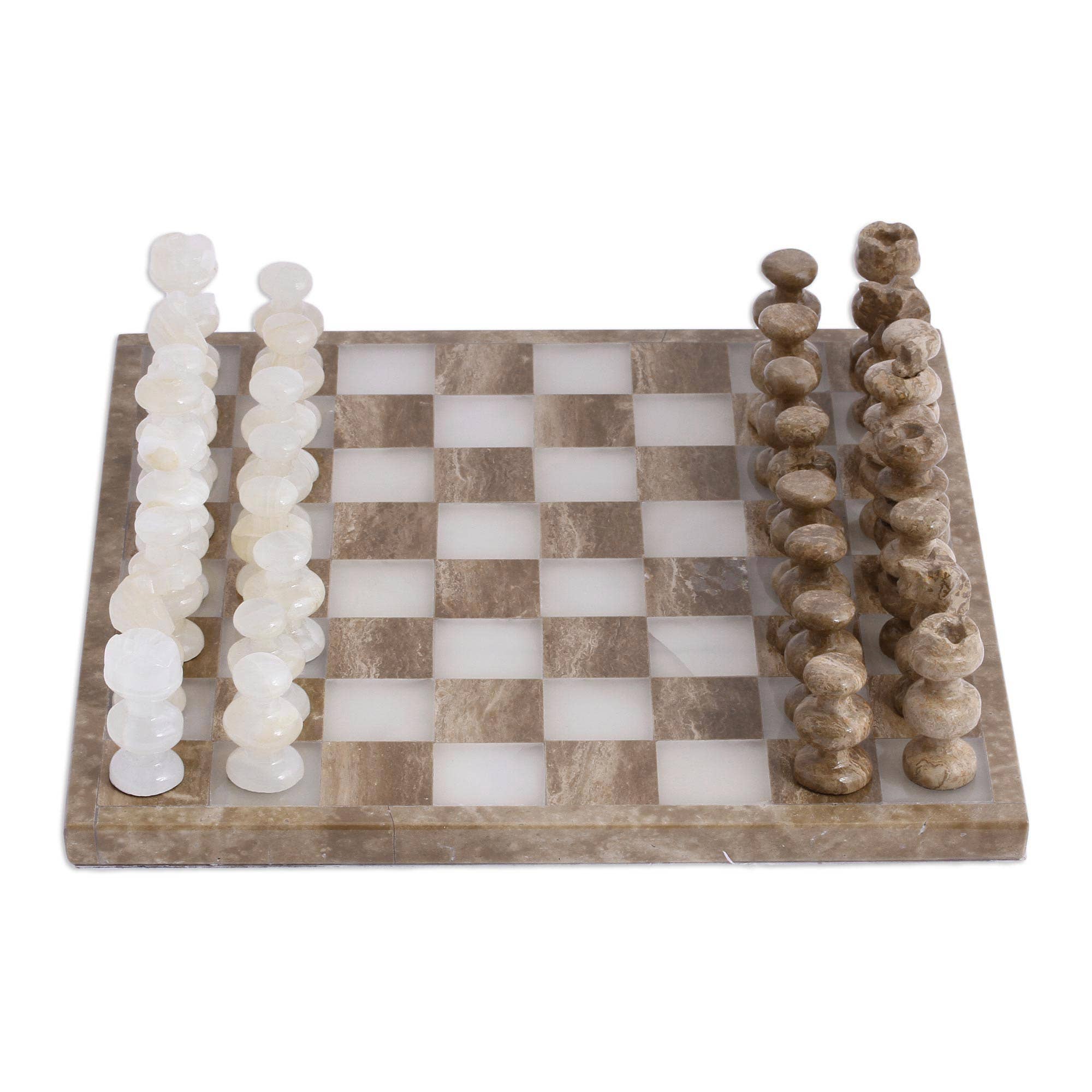 NOVICA - Wholesale Board Game - NOVICA Brown and Ivory Onyx and marble chess set1