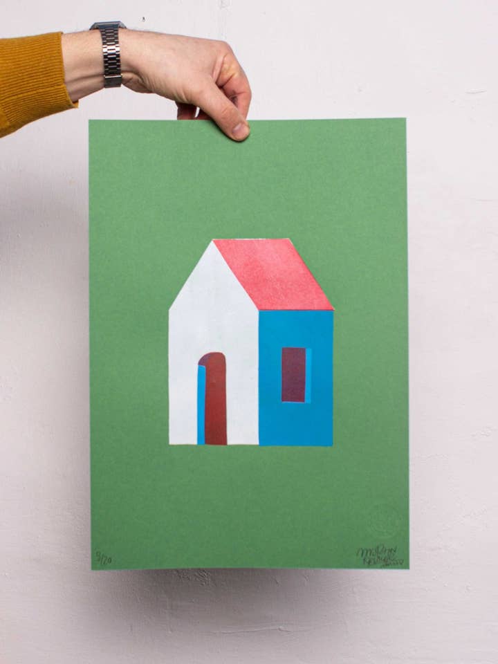 Stampa stencil "Casa", A3 (29,7 x 42 cm) per la vendita all'ingrosso da parte di Martin Krusche Illustration