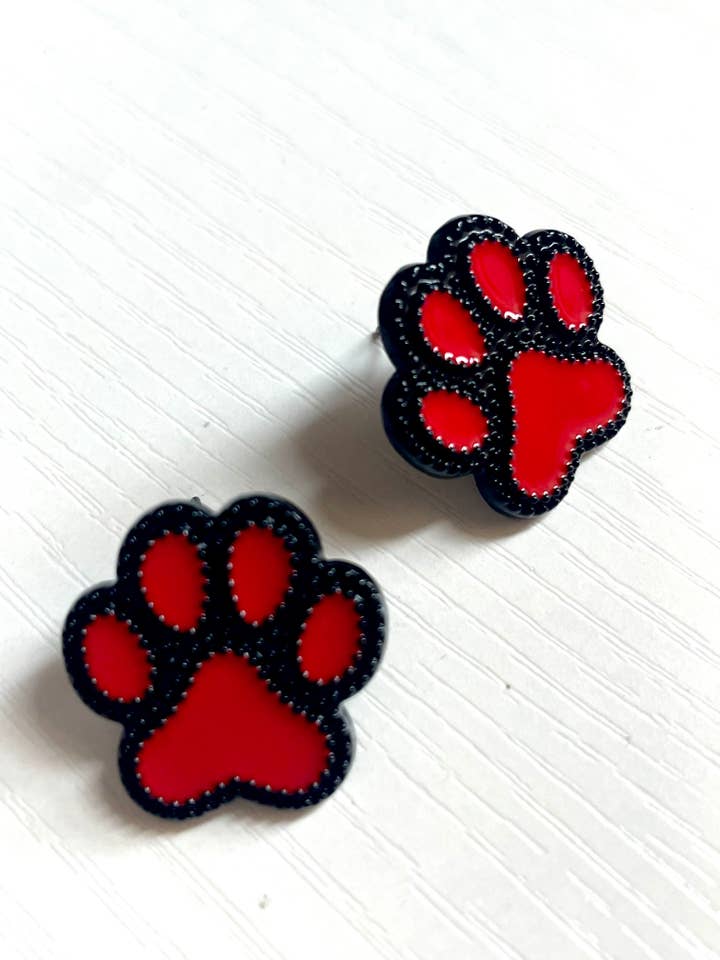 Boucles d'oreilles à tige surdimensionnées blanches, noires et rouges pour la vente par Louie Love