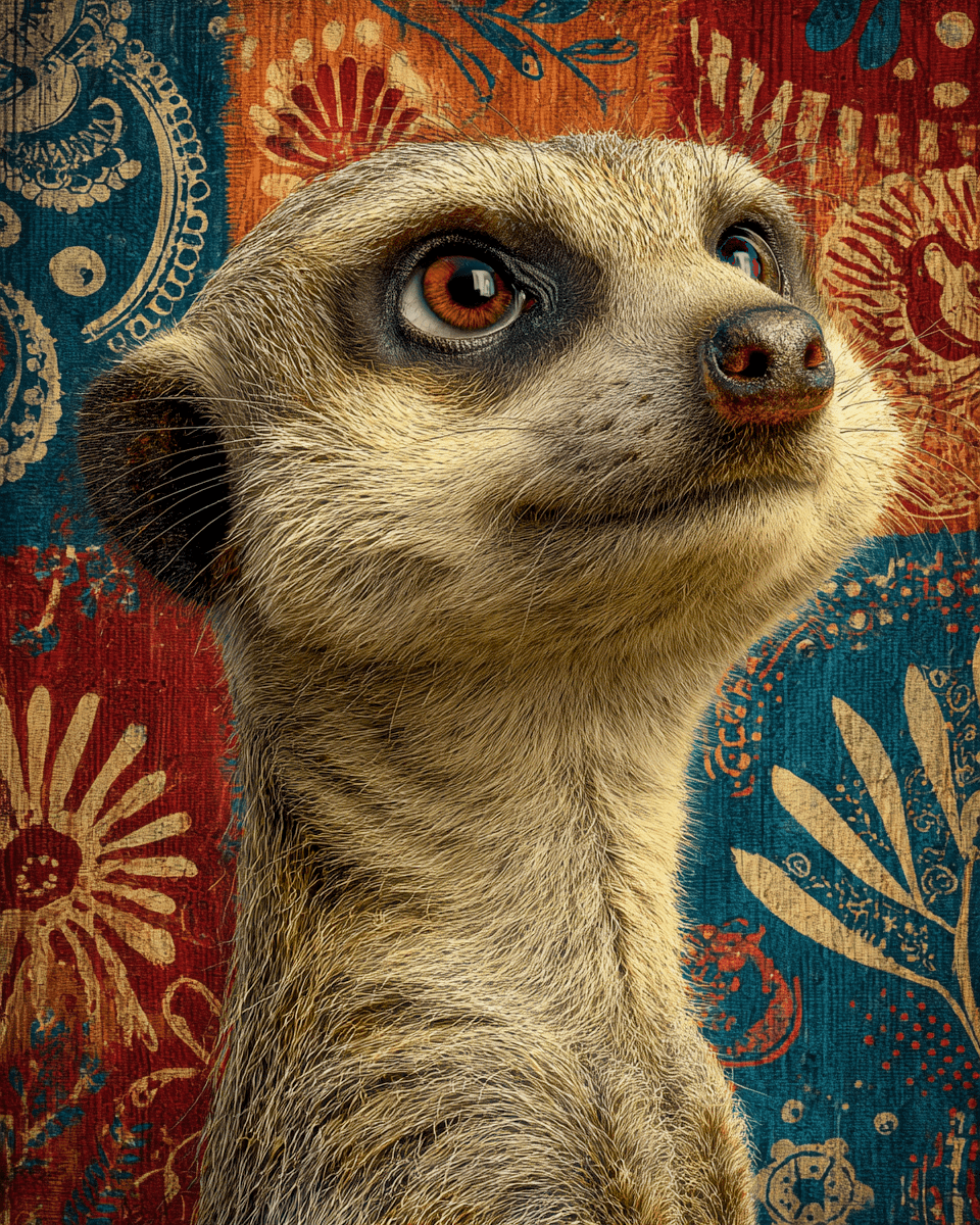 Mowbi - Vente Affiche d'art - Suricate Pop-Art - Animaux du Zoo - Impression d'Art Biophilique de la Faune - Œuvre 8"x10" pour Cadre 11"x14"10