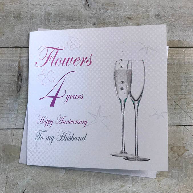 White Cotton Cards – postal de aniversário por atacado – 4 - Marido Aniversário - Champ Flautas (BD104-H)