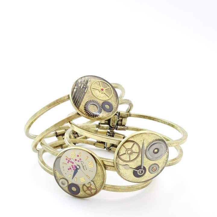 Watch Gears In Resin Bracelet | Steampunk Cuff Bracelet for wholesale by Accessory Alchemy