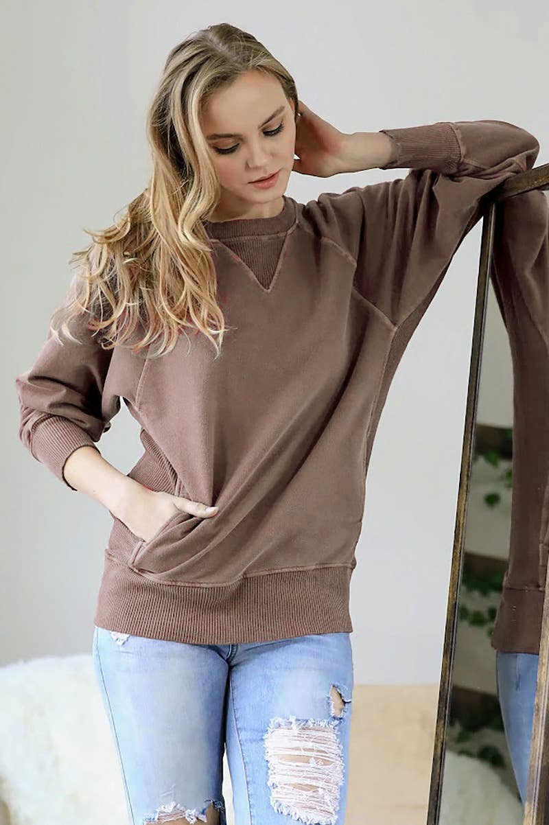42POPS - Wholesale Sweatshirt - Women's - ',,,, Washed French Terry Pullover With Side Pockets15