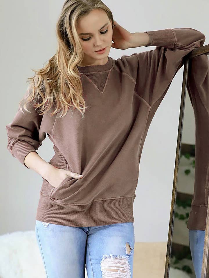..1104 Washed French Terry Pullover With Side Pockets SI-23599 for wholesale by 42POPS