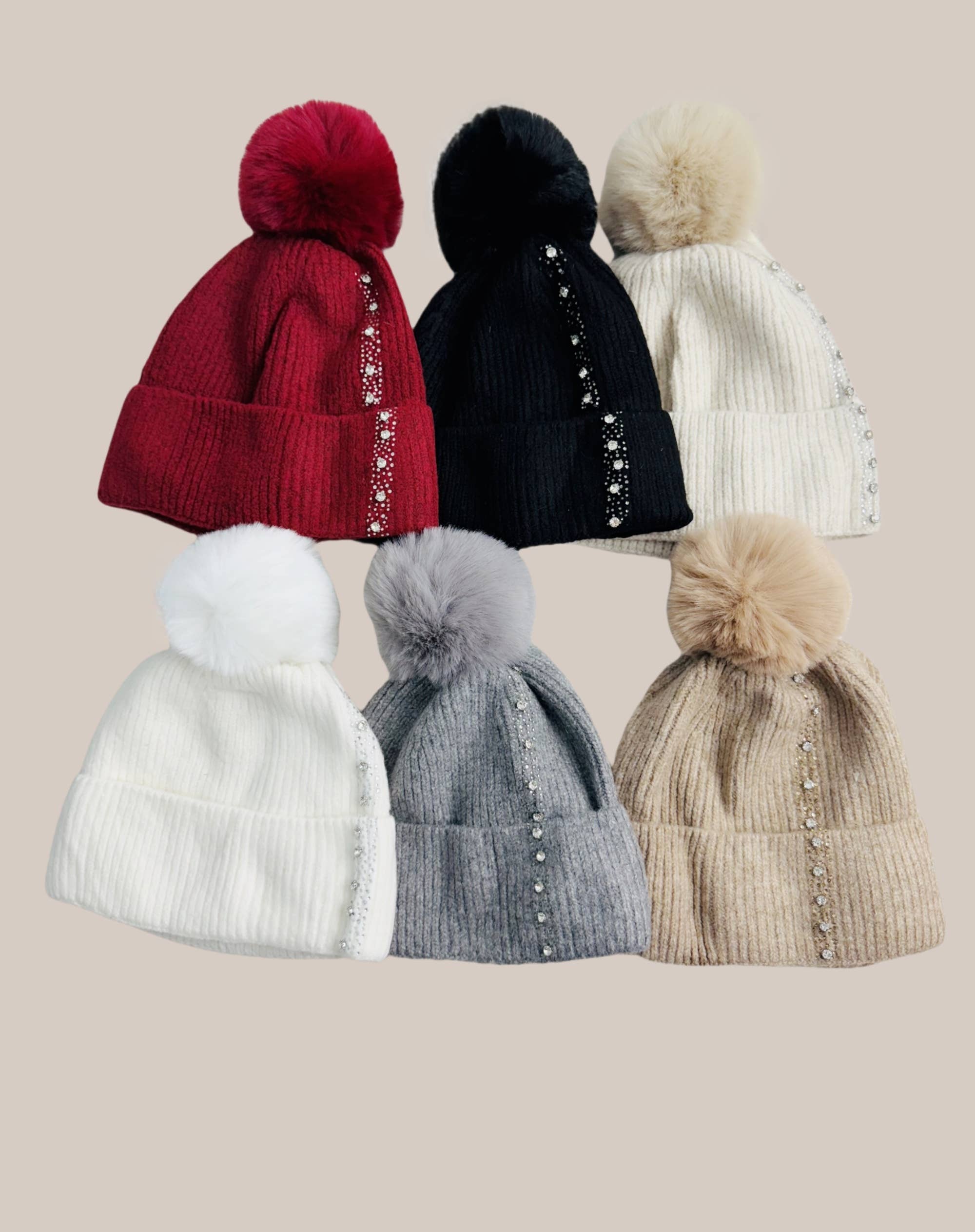 JC Sunny Fashion - Venta al por mayor Gorro de lana - Mujer - Gorro de Punto Adornado con Borla7