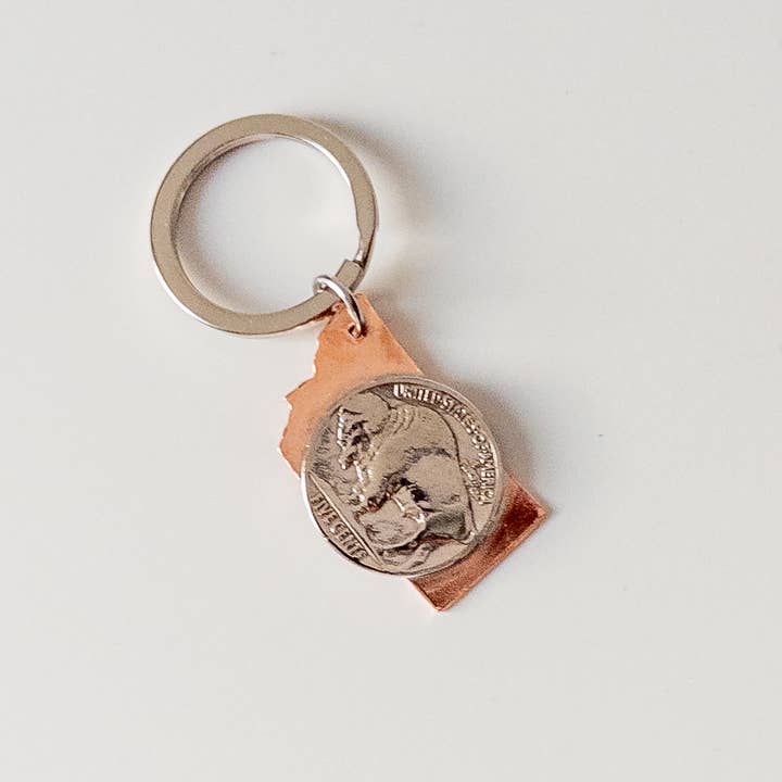 Copper Montana & Buffalo Nickel Keychain for wholesale by Girl Ran Away With the Spoon