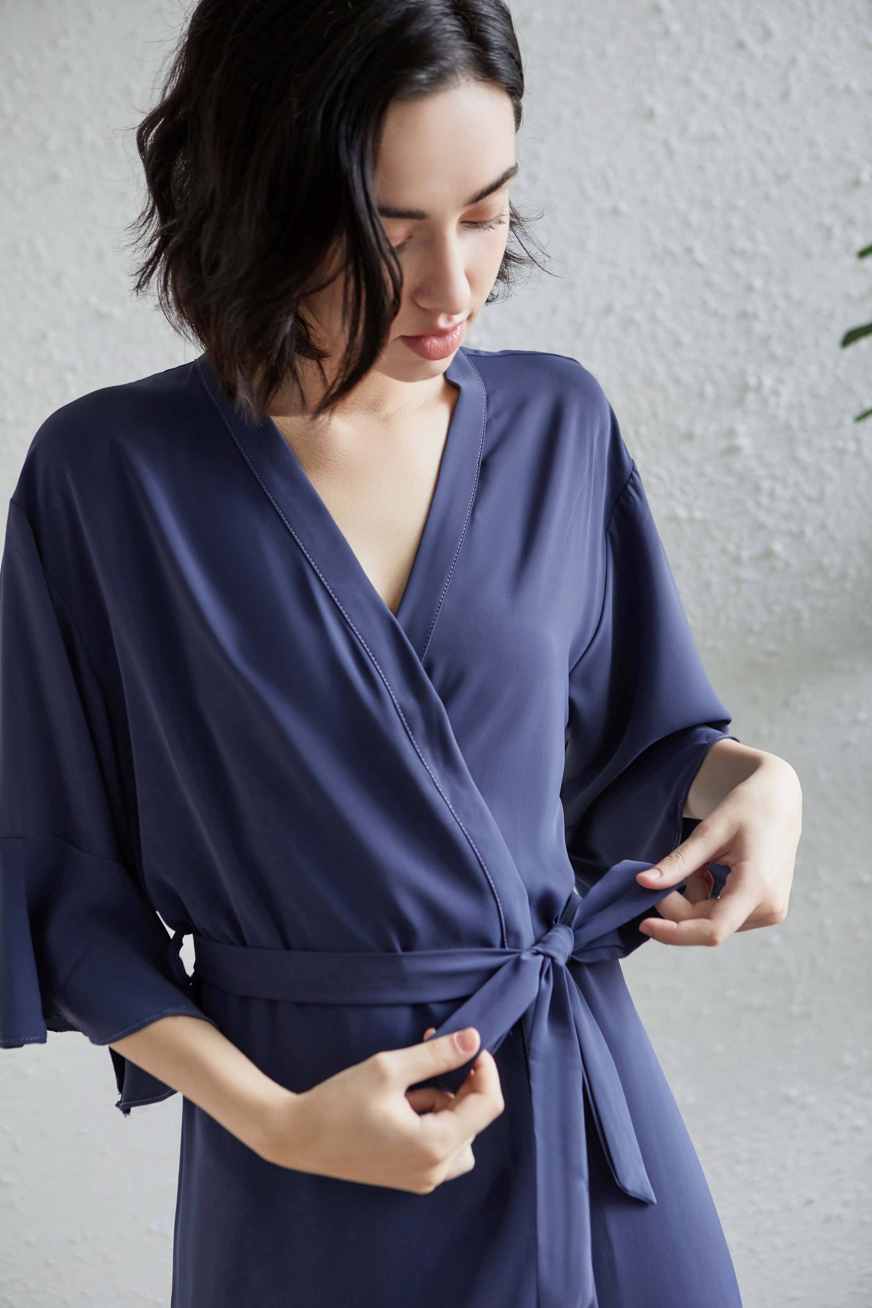Mackleys - Wholesale Robe - Women's - PREORDER Solid Matte Satin Ruffle Robe1