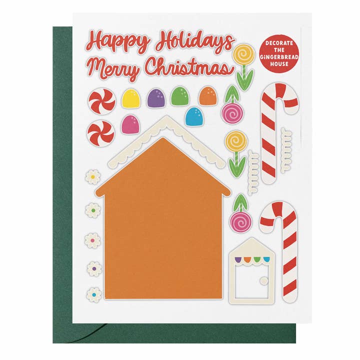 Gingerbread Activity Sticker Kit Greeting Card for wholesale by Happy Little Paper Co