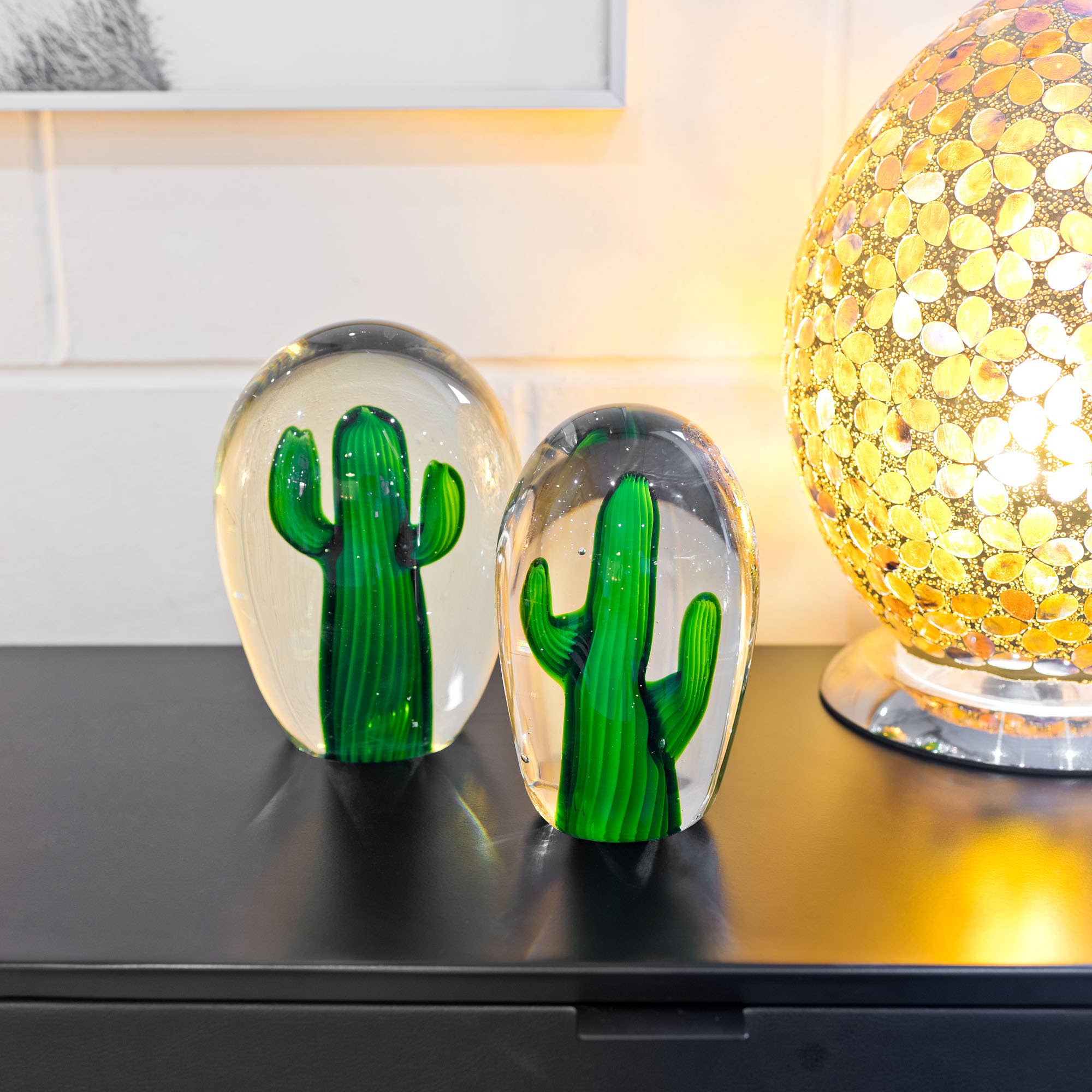 Febland – wholesale Decorative tabletop object – Large Glass Cactus1