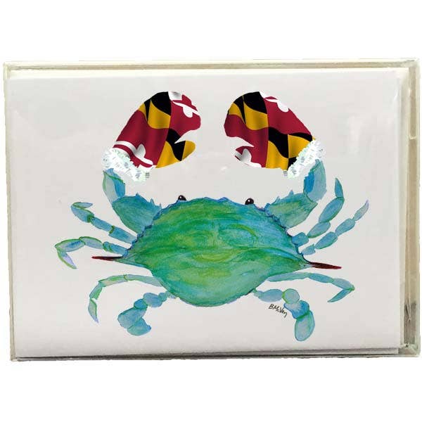 Crab Maryland Flag Mittens Boxed Note Cards - Christmas for wholesale by B McVan Designs