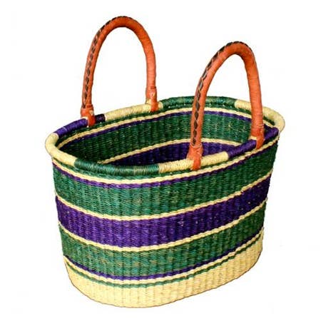 African Market Baskets - Wholesale Basket - G-140: Large Oval Basket = 4 Per Case