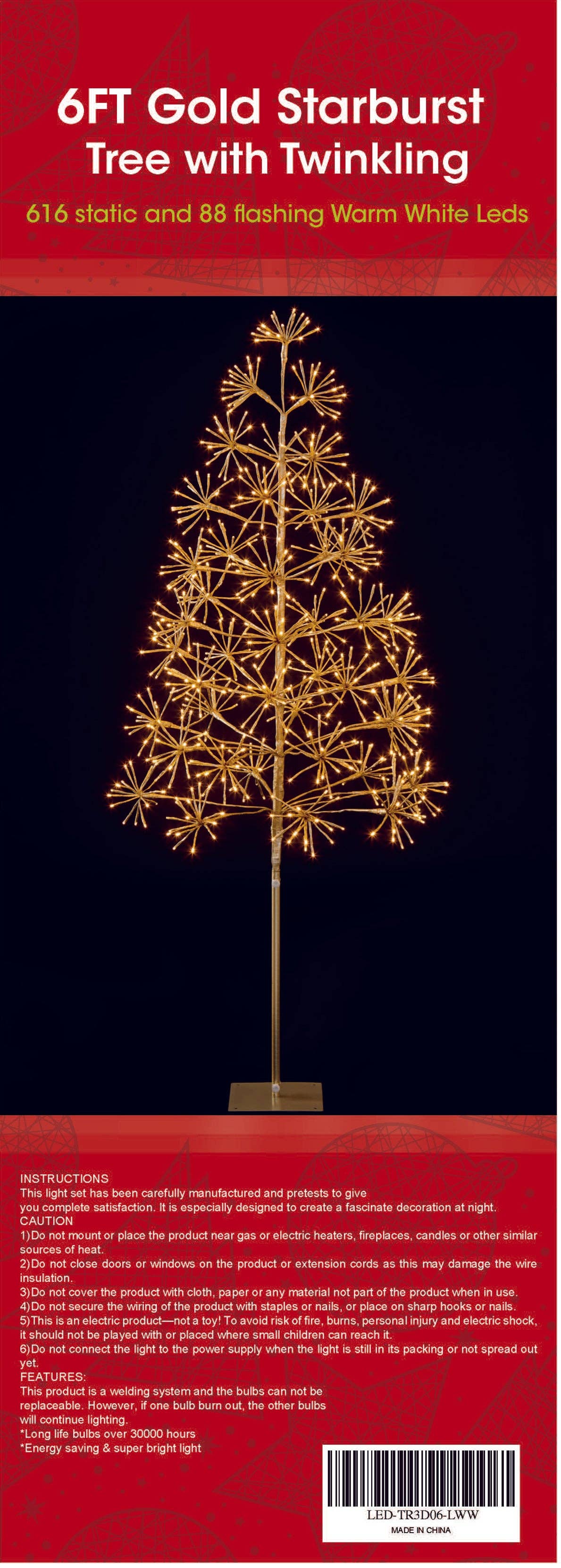 Winterland Inc. - Wholesale Christmas Decoration - 6' Warm White Starburst LED Tree1
