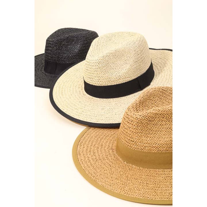 Anarchy Street - Wholesale Straw Hat - Women's - Straw Braided Ribbon Band Fedora Hat2