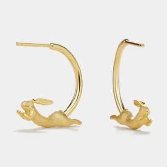 Dainty Cute Bunny Rabbit Hoop Earring in 925 Sterling Silver for wholesale by Perimade & Co. LLC