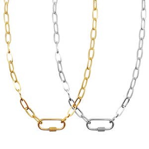 Gold Carabiner Necklace,gold Screw Lock Necklace,chunky Necklace,carabiner  Lock Necklace,pearl Necklace,choice OF 6 COLORS 