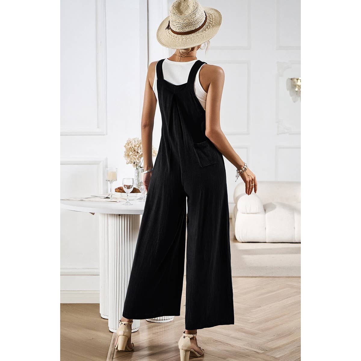 Supreme Fashion - Wholesale Overalls - Women's - Button Detail Wide Leg Overall Pockets Jumpsuit4