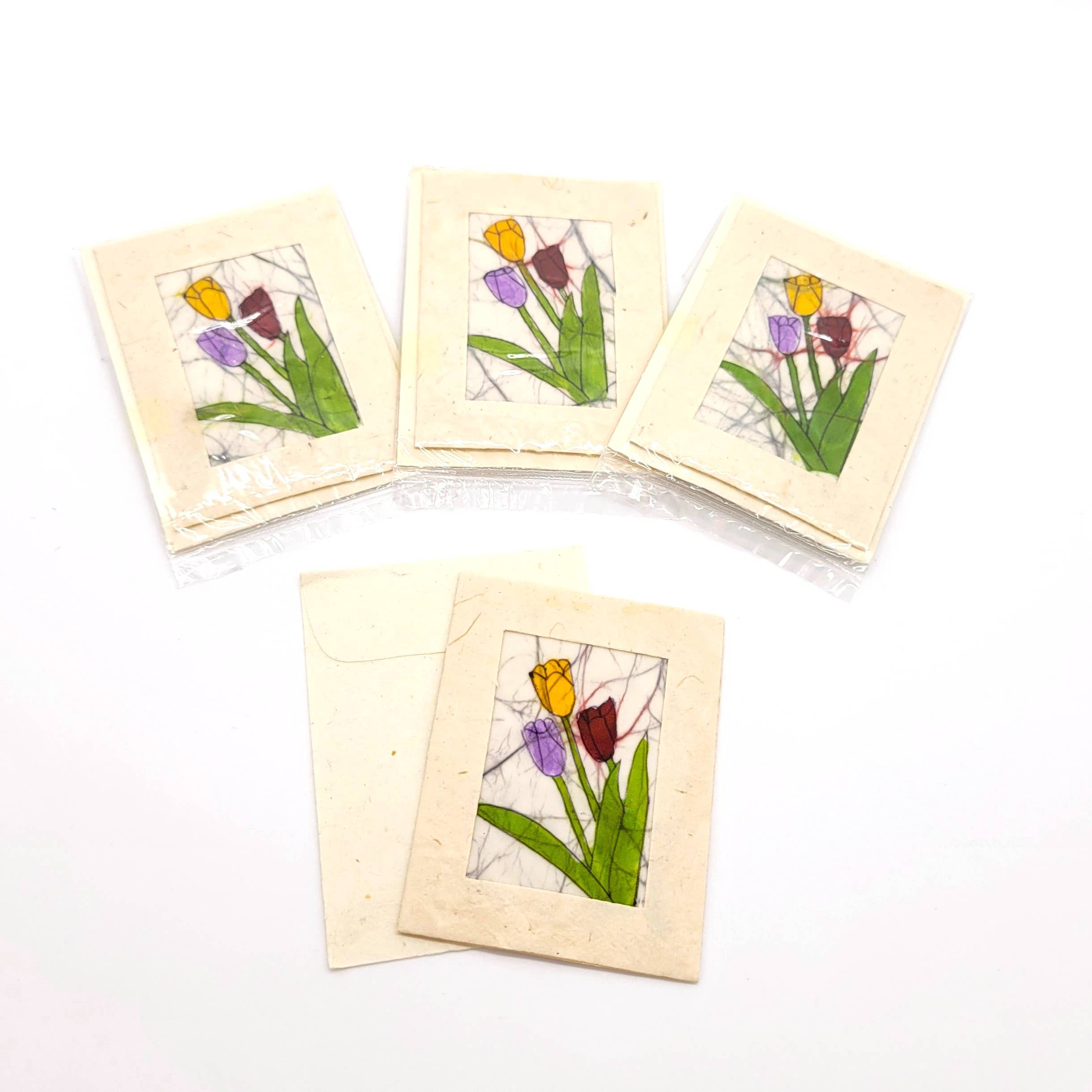 Eclectic Woodchuck - Vendita all'ingrosso Biglietti d'amore - Mini biglietto con bouquet di tulipani Batik1