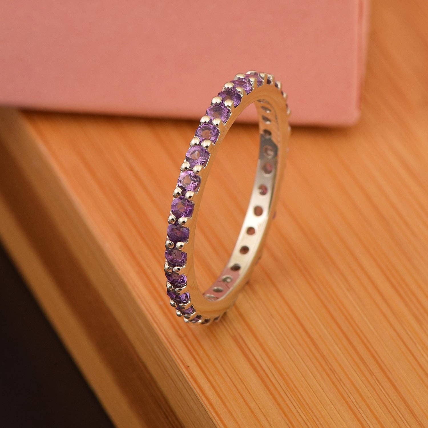 Star Joya - Wholesale Ring met meerdere stenen - Eternity Band 925 sterling zilver ronde ring van 2 mm amethist1