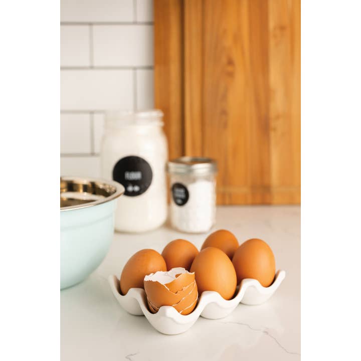Now Designs by Danica - Wholesale Egg Cup/Holder - Matte White Ceramic Egg Crate