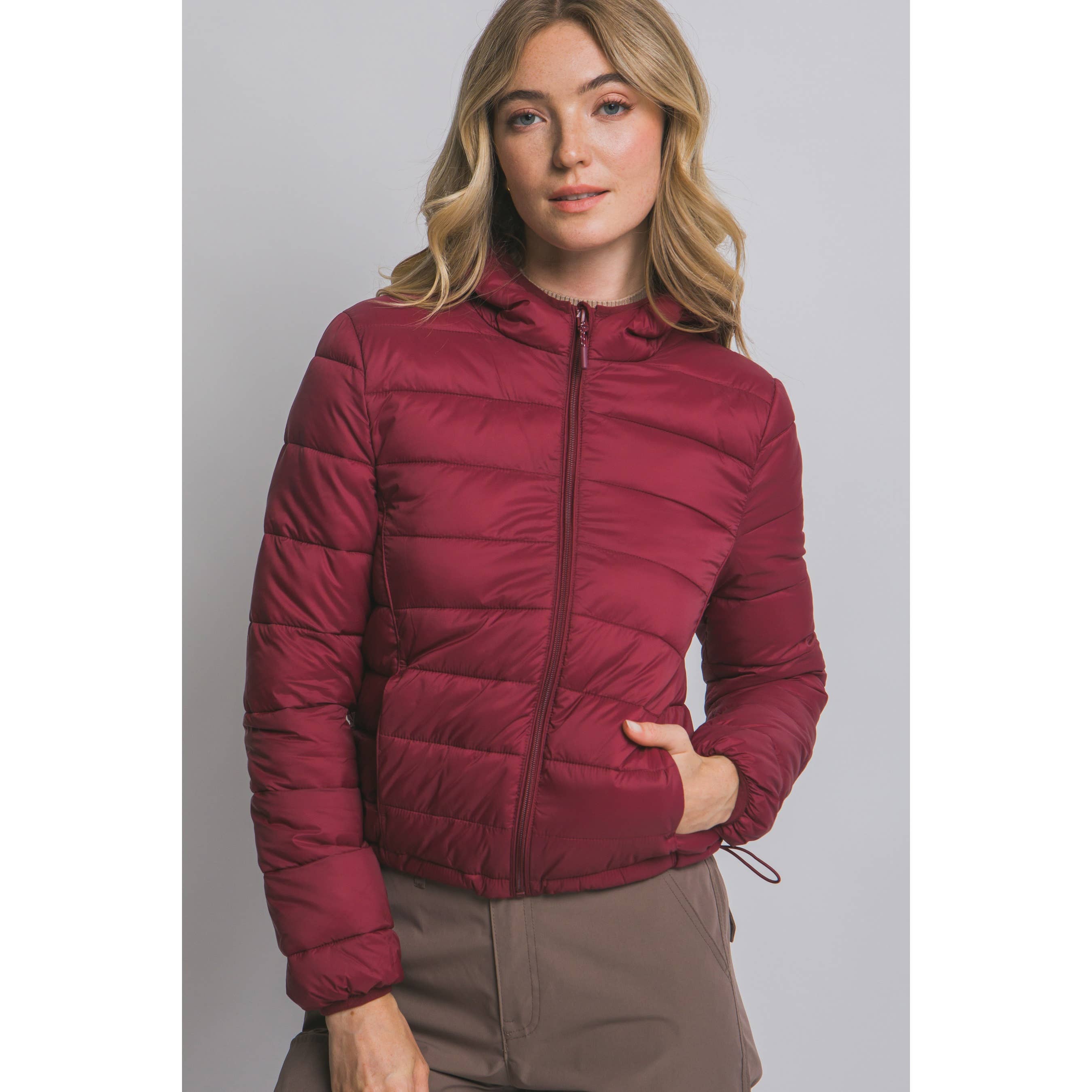 Style Up - Wholesale Puffer Jacket - Women's - Hooded Packable Puffer Jacket with Pouch8