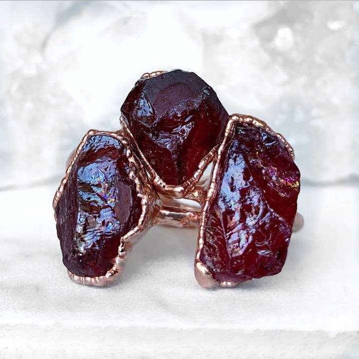 Chunky Raw Garnet Ring in Copper for wholesale by Buddha Blossom Jewels
