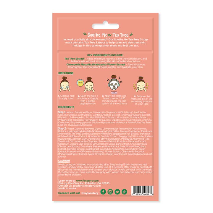 FaceTory - Wholesale Skincare Face Mask - Face Mask - K-Beauty - 2-Step Clearing - Soothe Me Tea Tree4