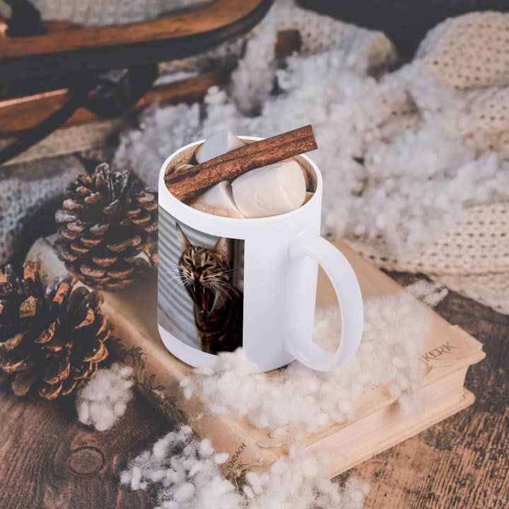 3dRose - Wholesale Coffee Mug - 3dRose, Tabby Cat Yawn Artistic Portrait is a beautiful cat yawning., Mug11