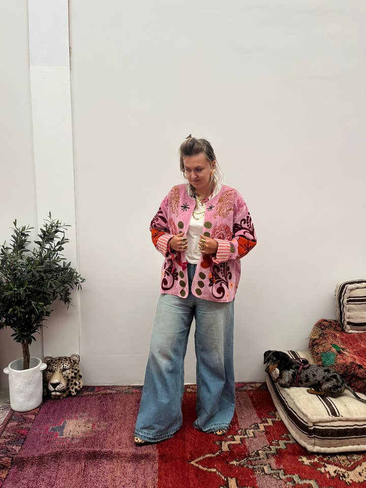 ToutVintage - Wholesale Jacket - Women's - Fluwelen jasje hart roze4