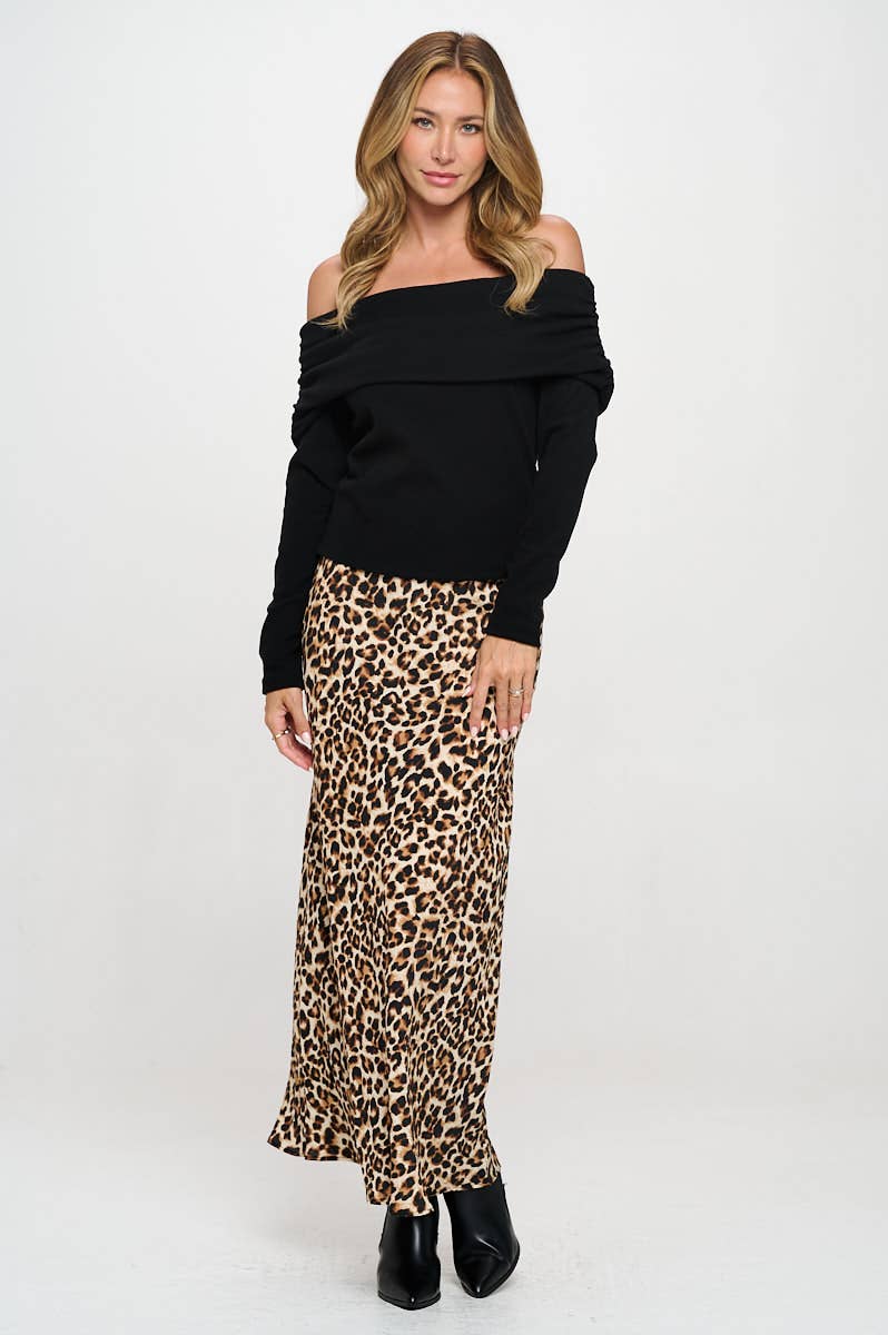 Black Made in USA Rib Knit Long Sleeve Off the Shoulder Top for wholesale on Faire4