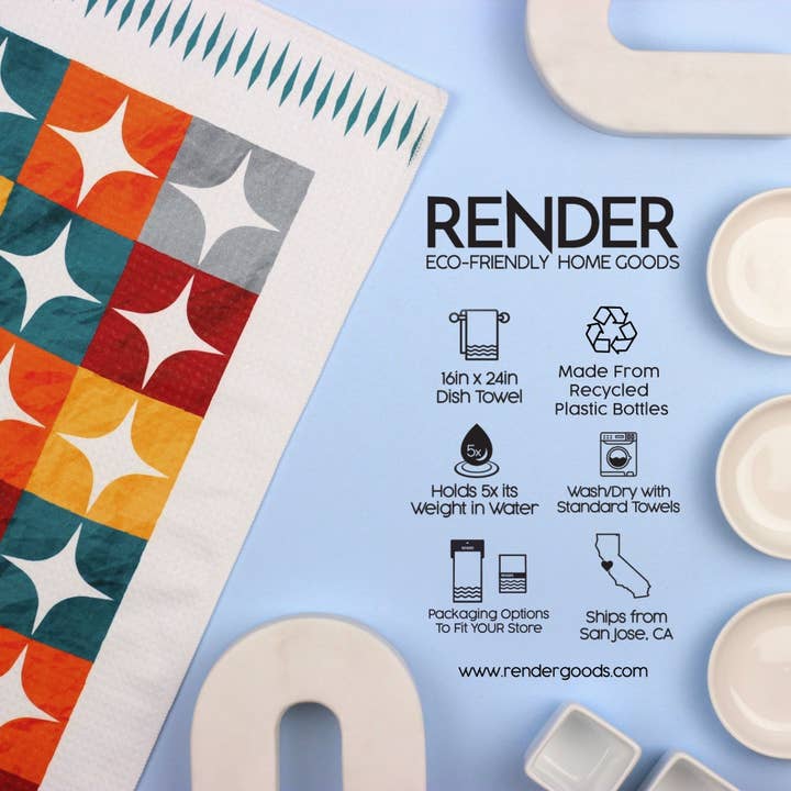 Render Goods - Wholesale Tea towel - Mid-Century Colorblock Dish Towel - 16''x24''3