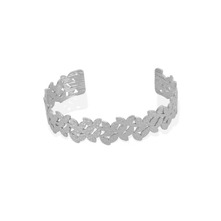 Brazalete de Flores en Plata para venta al por mayor de White Leaf