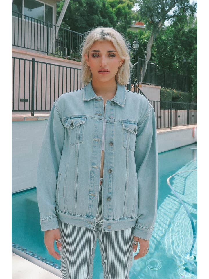 People Of Leisure - Wholesale Denim Jacket - Women's - The Canyon Bleach Denim Jacket6