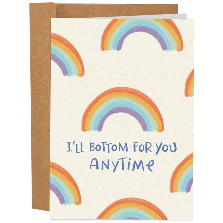 I'll Bottom For You Anytime - LGBTQ+ Gay Birthday Card for wholesale by Sleazy Greetings