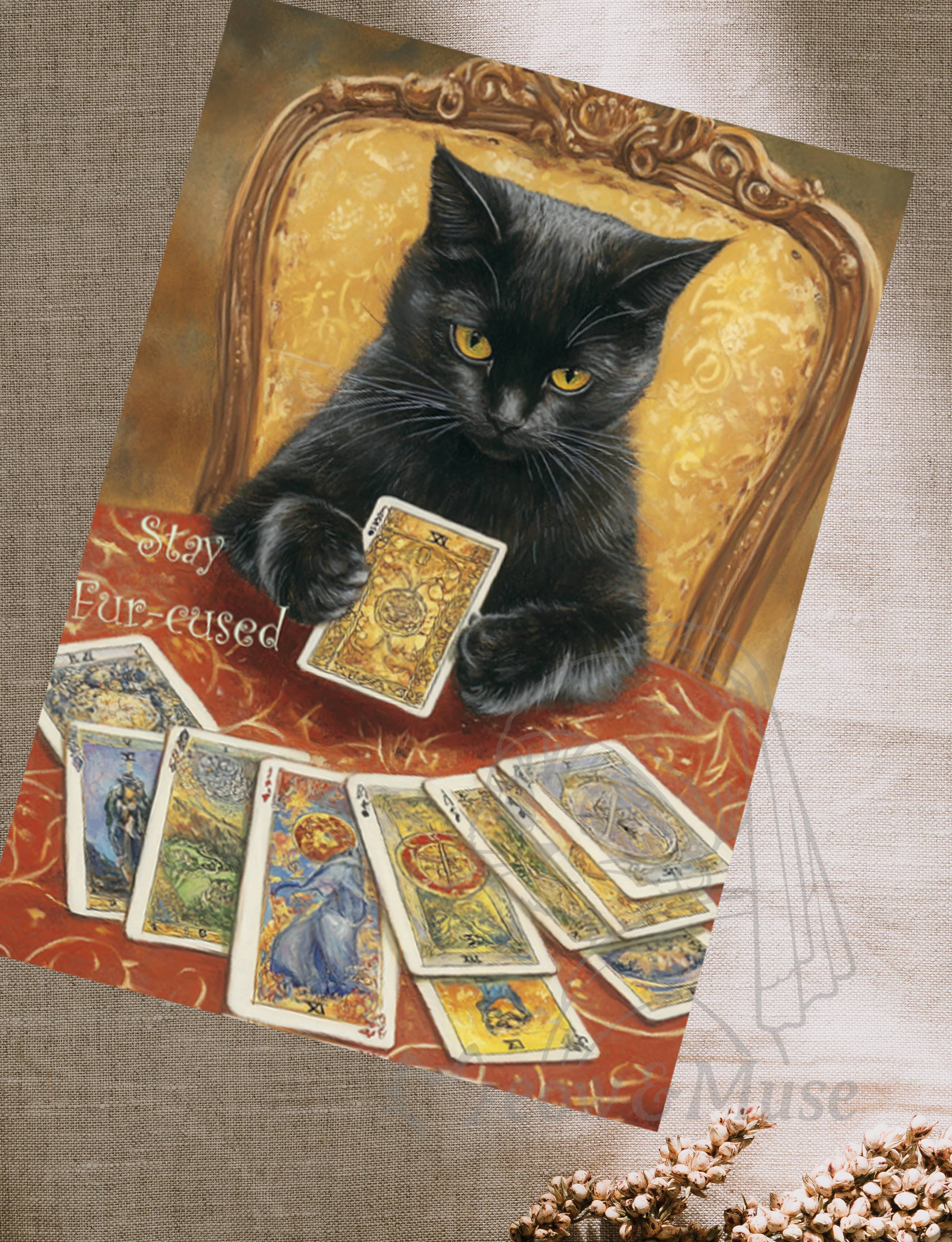 Meow & Muse - Wholesale Postcard - Ansichtkaart 'Tarotkaarten Zwarte Kat'0
