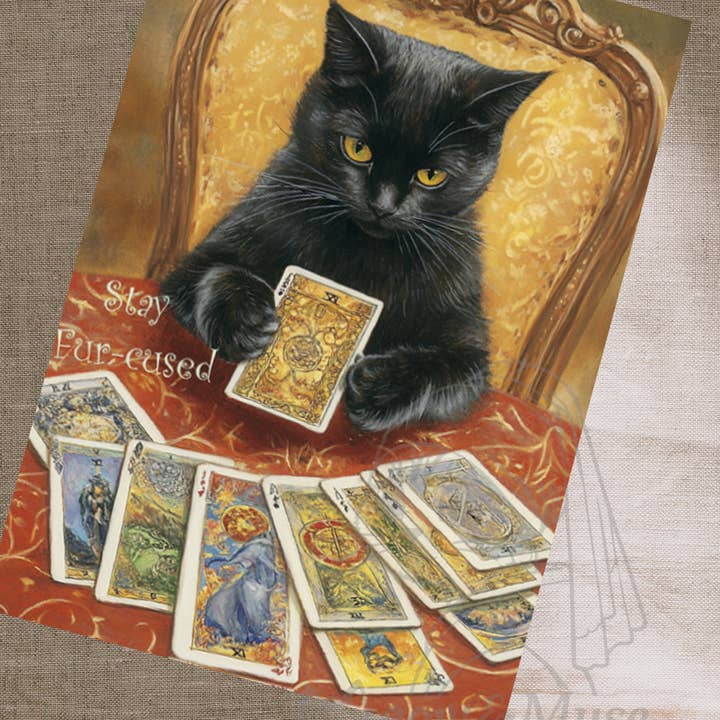 Meow & Muse - Wholesale Postcard - Ansichtkaart 'Tarotkaarten Zwarte Kat'