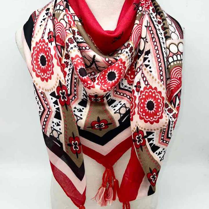 LINETA – Engroshandel Tørklæde - Dame – Store firkantede tørklæder med kvaster2