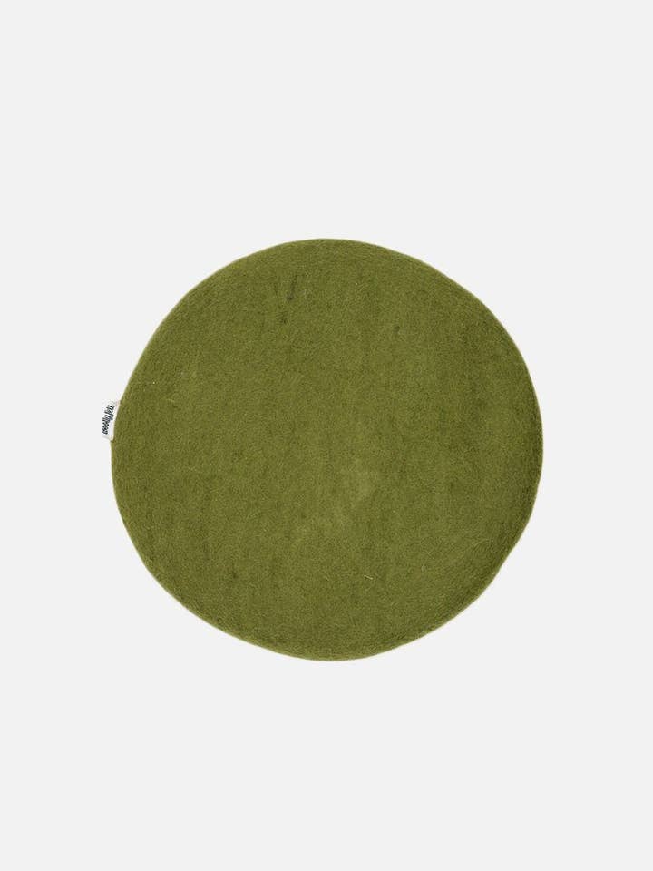 Khaki Green Medium Round Cushion for wholesale by Woollyfelt
