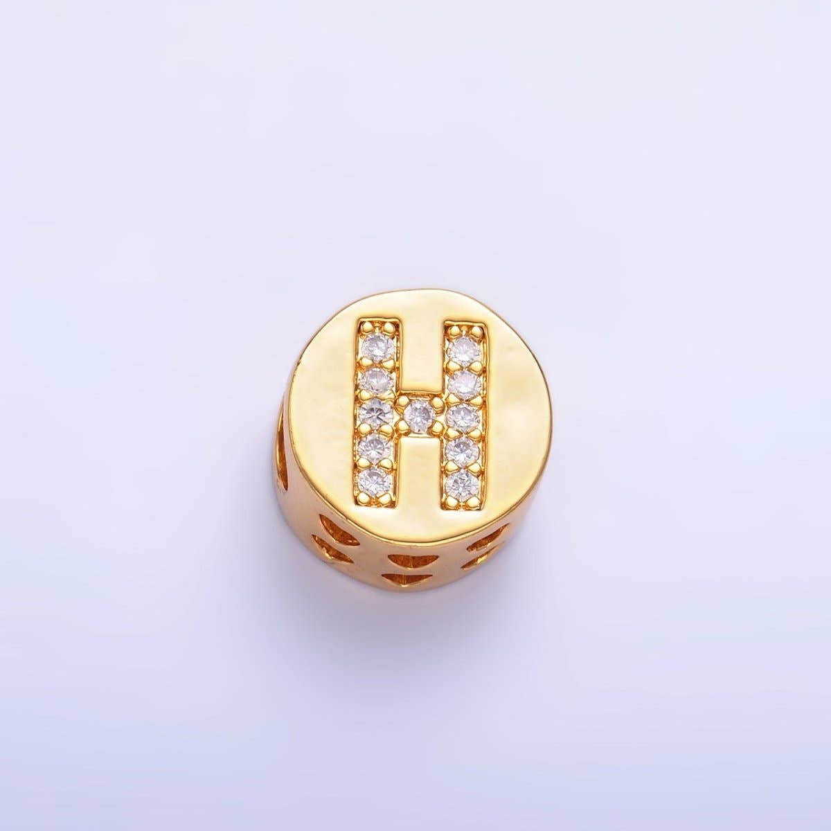 Aim Eternal - Wholesale Beads - 24K Gold Filled Alphabet Letter Micro Paved CZ Round Bead | A1526 - A15387