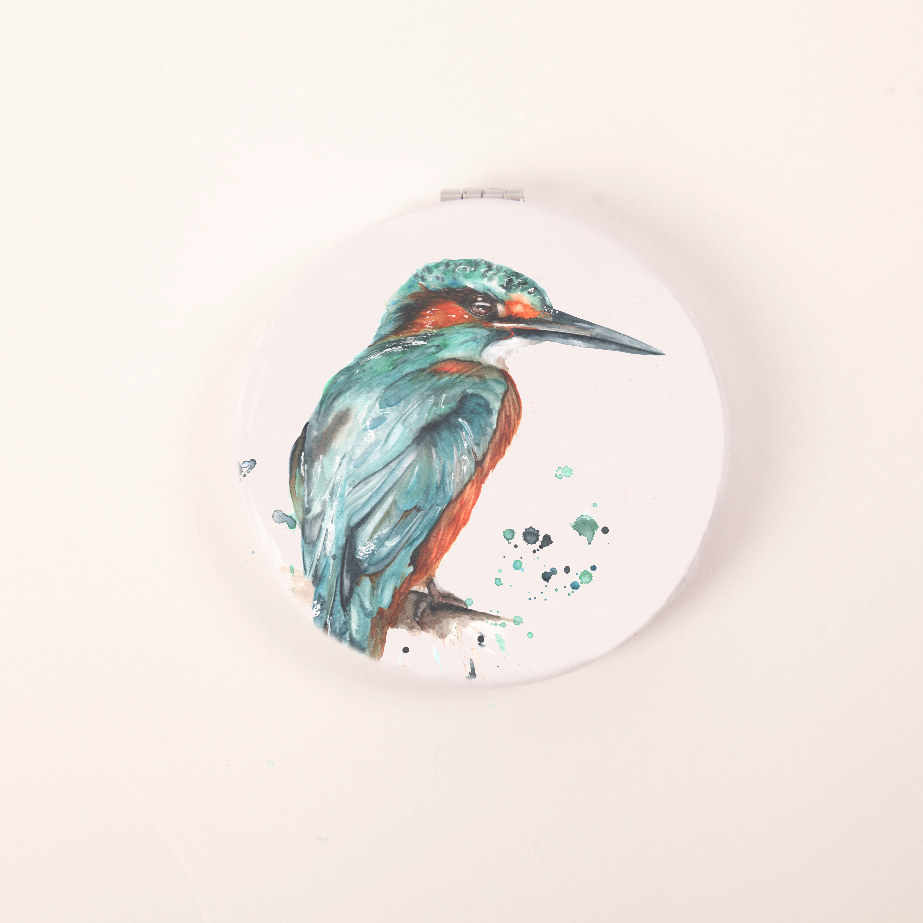 Meg Hawkins Art - Wholesale Compact Mirror - Kingfisher Design Watercolour Compact Mirror1