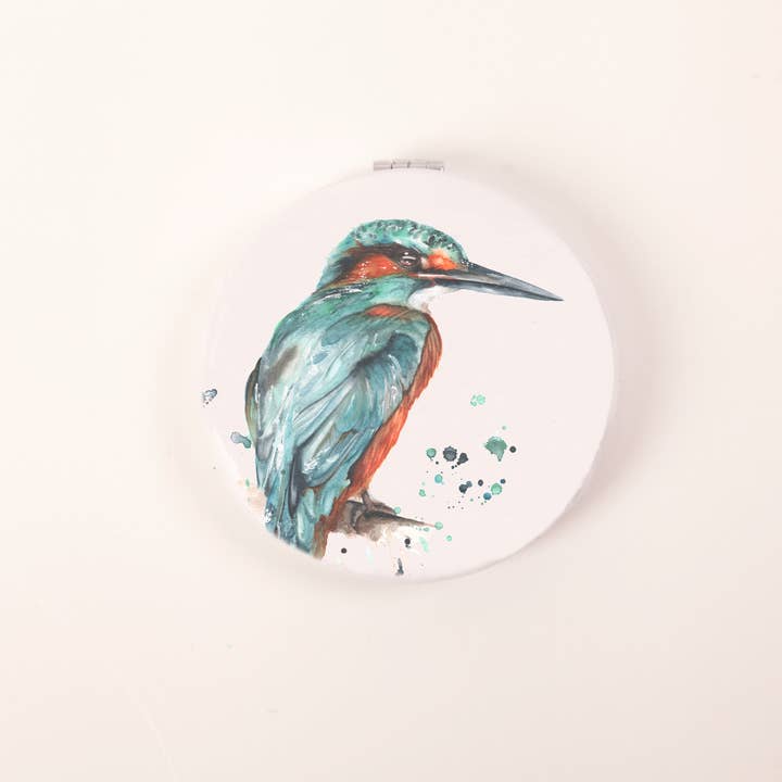 Meg Hawkins Art - Wholesale Compact Mirror - Kingfisher Design Watercolour Compact Mirror1
