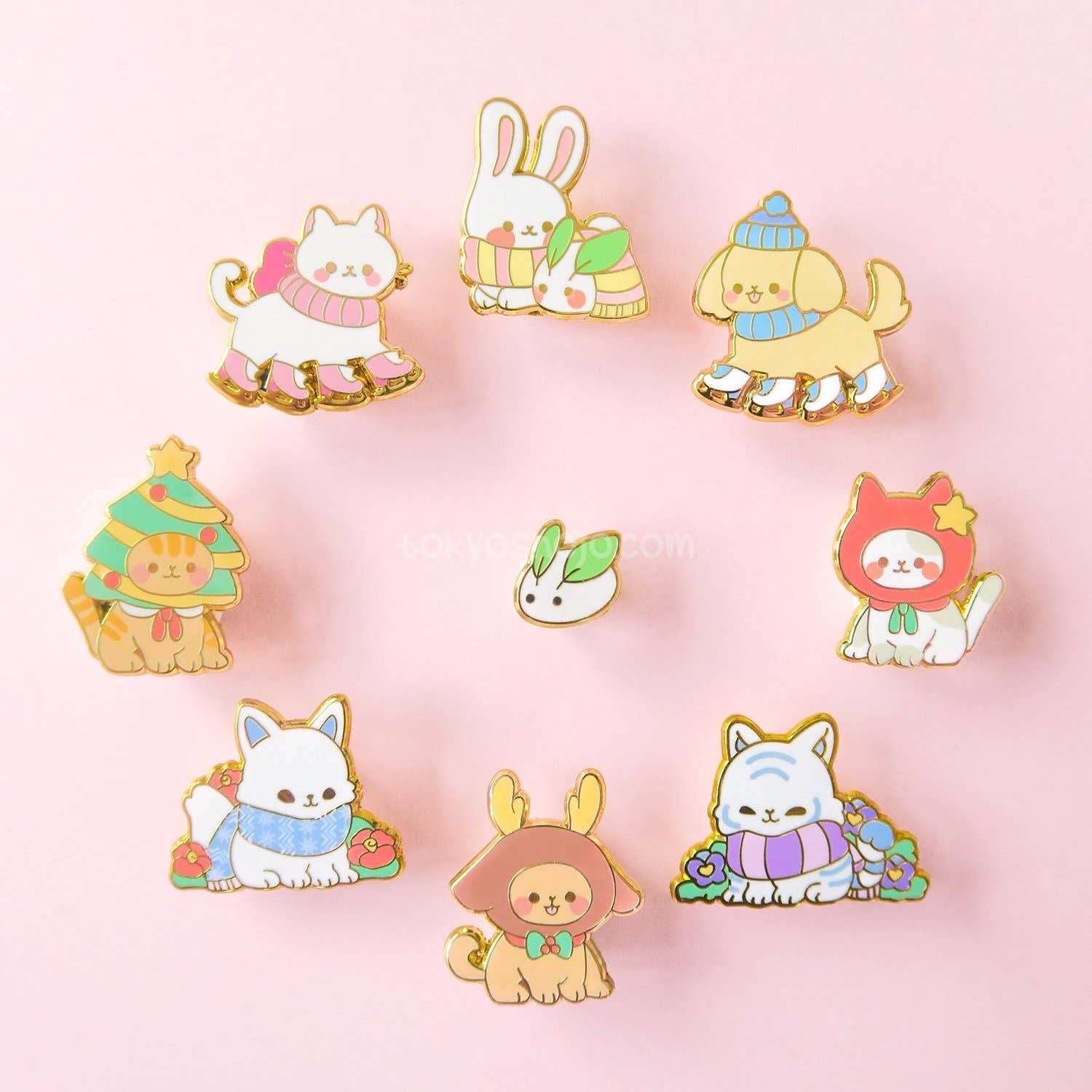 tokyo shojo – Engroshandel Reversnål/knap – Mini Sne Bunny Pin1