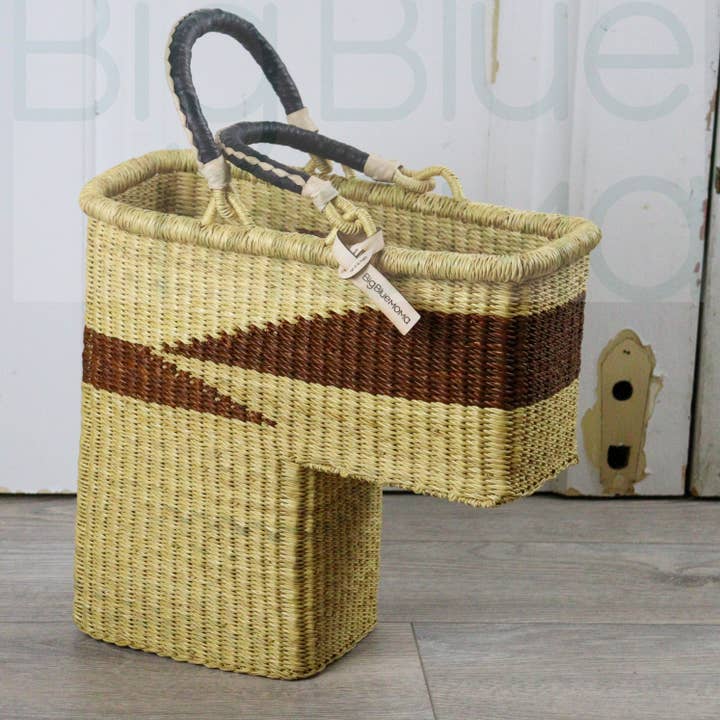 Big Blue Moma - Vente Paniers - Panier d'escalier - Marron Asymétrique