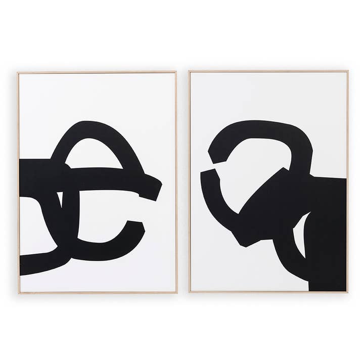 Gdeco - Venta al por mayor Conjunto de galería de pared - Set 2 Láminas Impresas 50X70Cm Dibujo Peine Viento Chillida