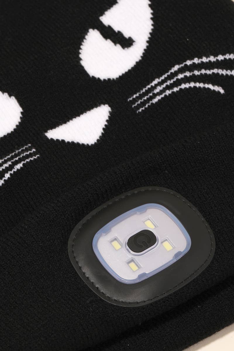 BLACK Head Torch Cat Ears Beanie for wholesale on Faire1