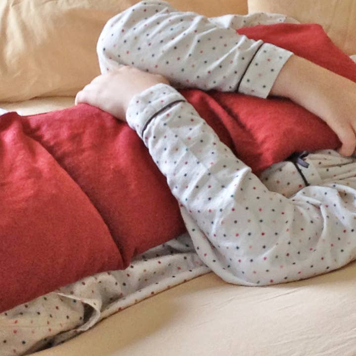 Hot Cherry Triple Square Pillow in Red Denim for wholesale by Hot Cherry Pillows