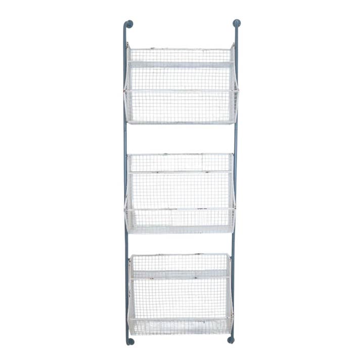 HomeRoots - Wholesale Wall Mounted Shelf - 24" White And Gray Metal Baskets Wall Mounted Cubby Shelf1