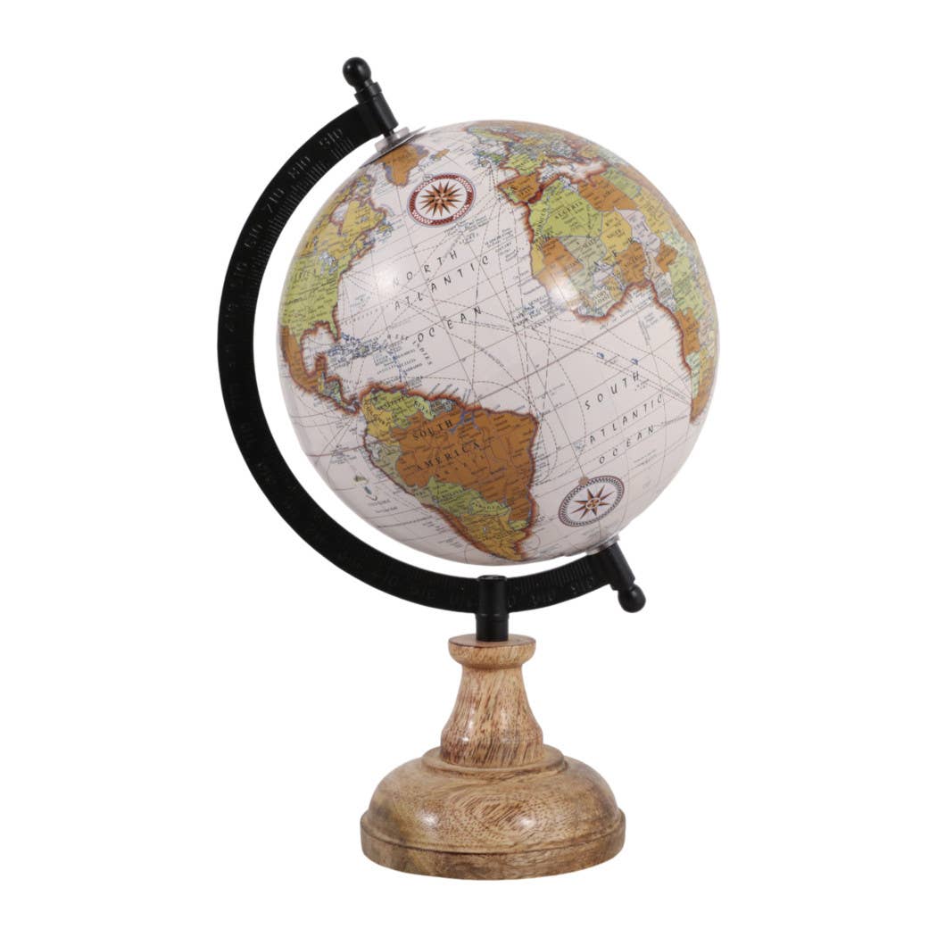 Sagebrook Home - Wholesale Desk Globe - Resin Wood Base Globe Sculpture - Natural, 12 in.5