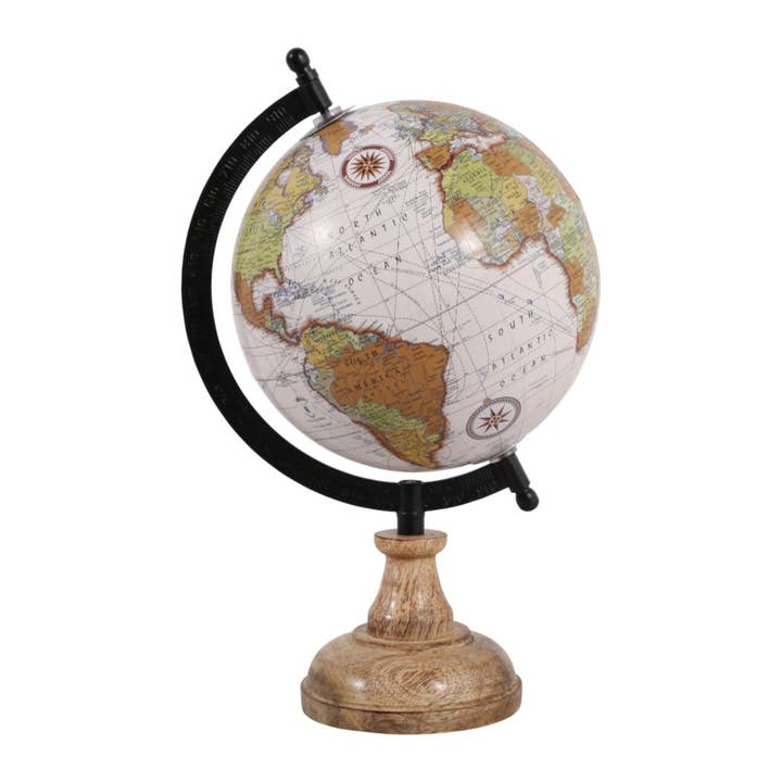 Sagebrook Home - Wholesale Desk Globe - Resin Wood Base Globe Sculpture - Natural, 12 in.5