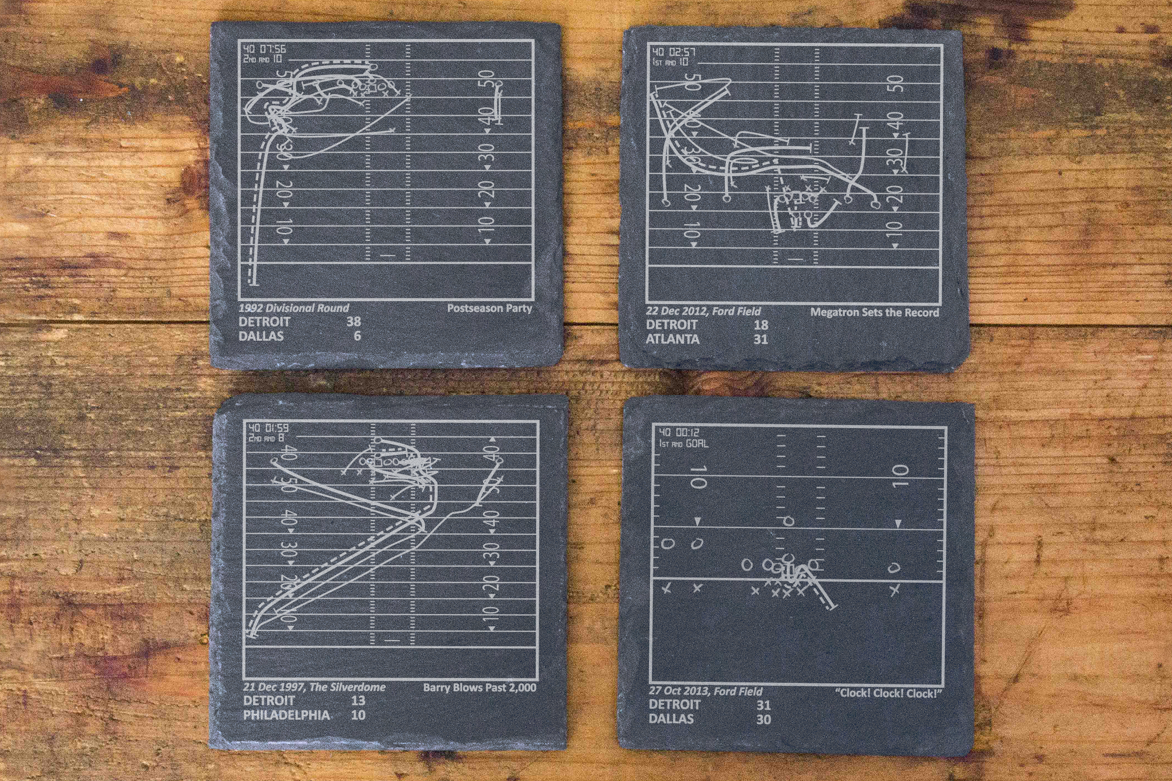 Playbook Products - Wholesale Coasters - Greatest Lions Plays: Slate Coasters (Set of 4)1